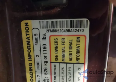 2009 Ford Flex Sel from USA, damaged, VIN 2FMDK52C49BA42470